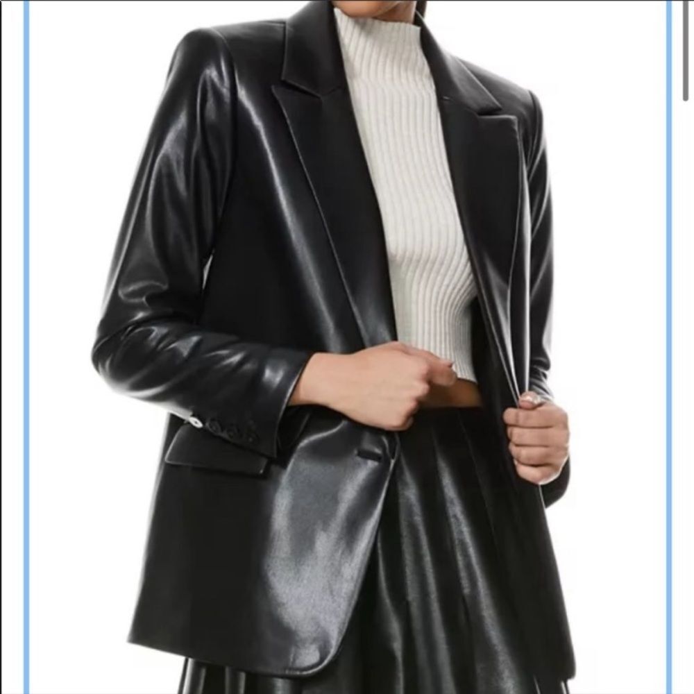 Joie black‎ vegan leather blazer size small